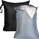 OTraki 2PCS Large Wet Bag 20x24 inch Waterproof Bag for Swimsuit Reusable Wet Dry Bag With Portable Handle Wet Clothes Storage Gym Bag for Beach Pool Drying do not exceed 176 Black & Grey