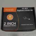 2 Inch 50-Pack,Sturdy and Durable L Shape Galvanized Metal suitbale for 1/4 and 1/8 Pegboard Hooks with Rubber Tipped,Pegboard Hooks for Garage,Office,Kitchen,Store(Silver)