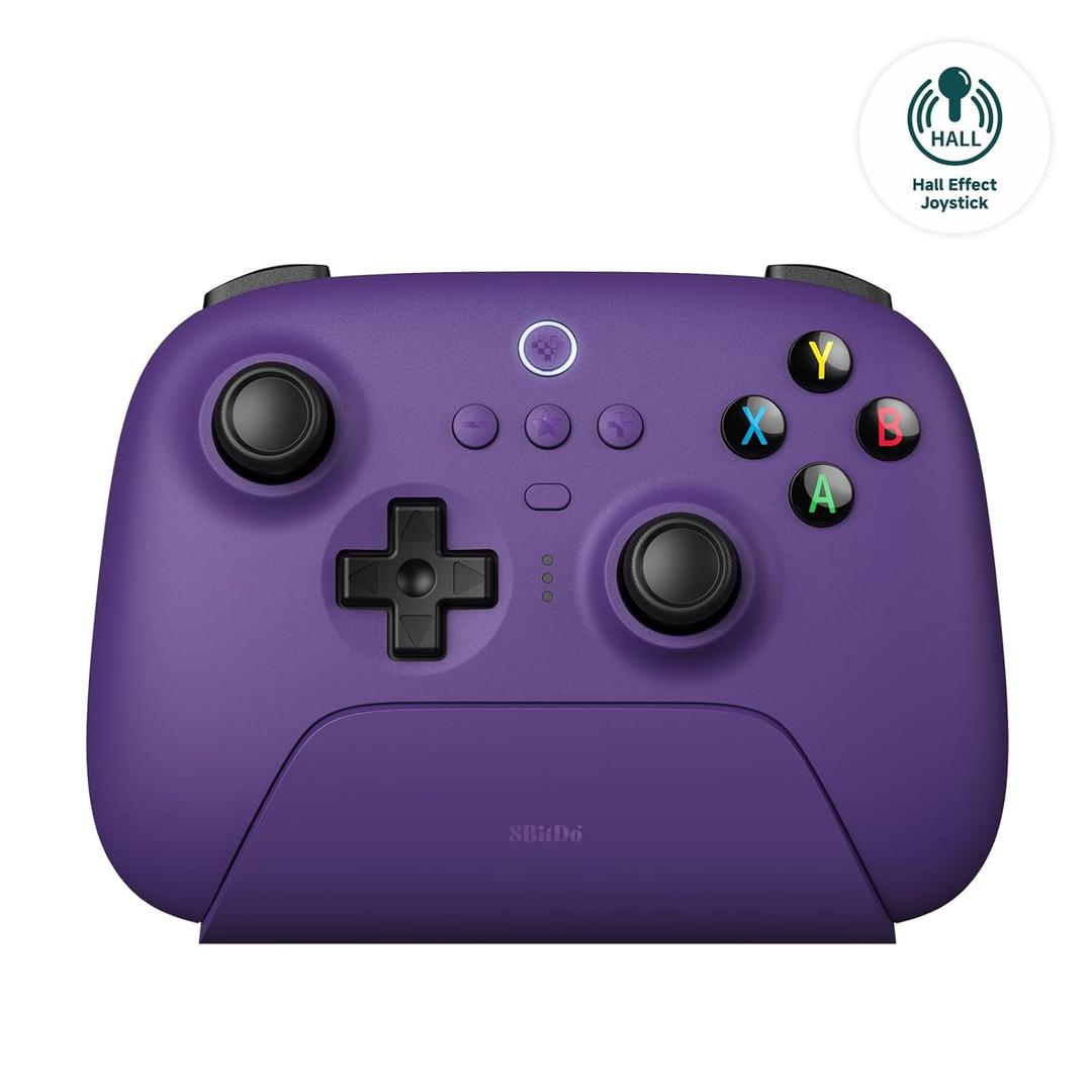 8Bitdo Ultimate 2.4G Wireless Controller, Hall Effect Joystick Update, Gaming Controller with Charging Dock for PC, Android, Steam Deck & Apple, Purple