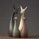 Ceramic Deer Family Statue Sculpture Mom Dad and Baby Animal Art Porcelain Figurine Home Decor Decorations for Living Room Book Shelf Cabinet Office Table Desk Top Ornament (A2, Four)