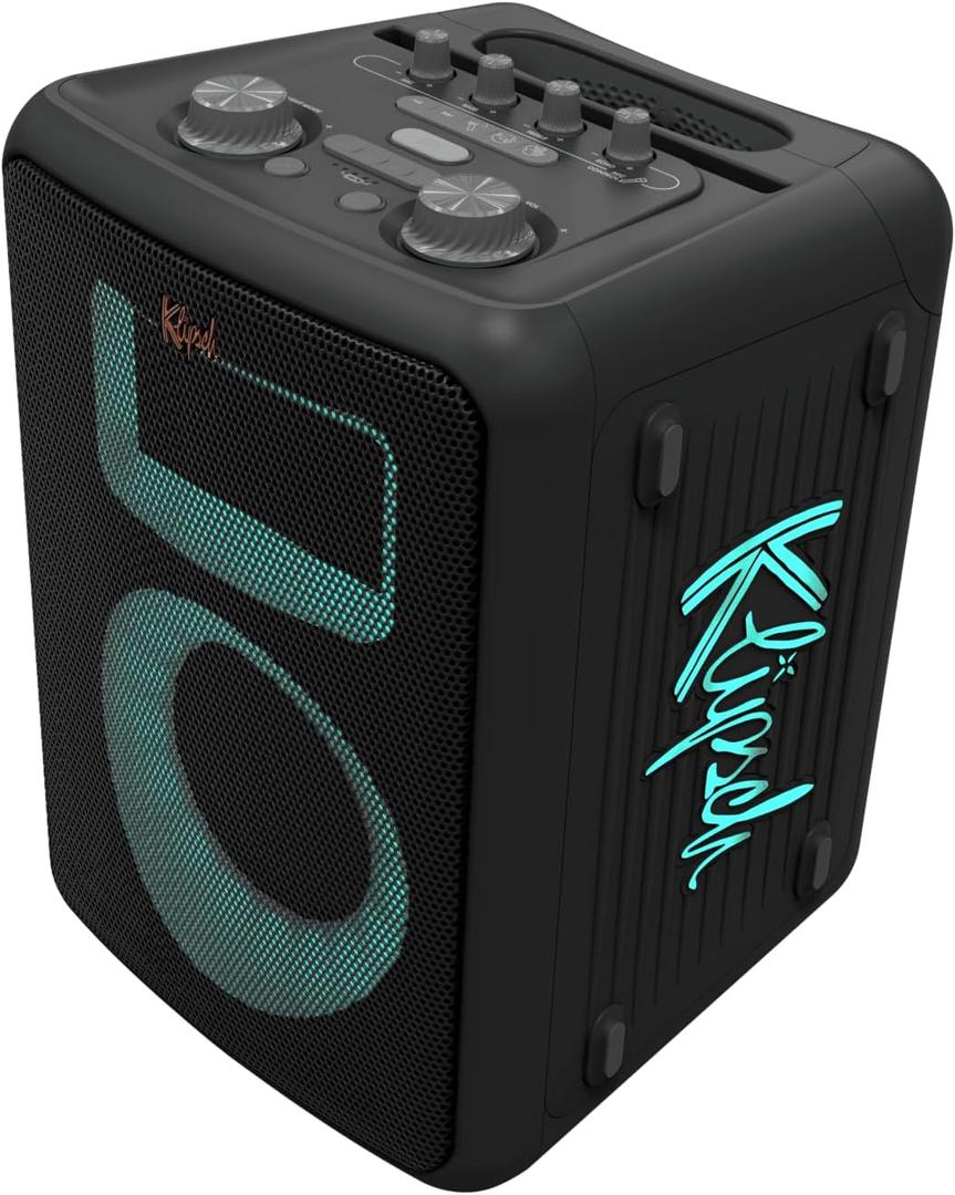 Klipsch Vegas Music City Party Speaker - Single 5.25" Woofer, Five Light Show Settings, 12 Hour Battery Life, IPX4 Rated, Pole mountable and mic Included!