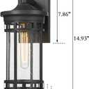 Outdoor Wall Sconce, Farmhouse Outdoor Wall Lantern with Seeded Glass ,Waterproof Exterior Lighting Fixture, Anti-Rust lamp Light for Patio Yard House Hallway Doorway Garage (Black,14.93 Inch Height)