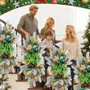 Christmas Teardrop Swag for Decorating, 24" Prelit Cordless Stair Decorations with Lights, 1 Pcs Artificial Christmas Garland Wreath for Staircase Front Door Home Window Decor (Green)