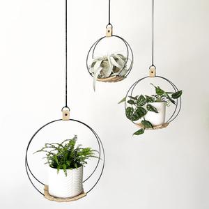 ZSHAWN Hanging Planter Set Of 3 for Indoor Plants - Modern Metal Plant Hanger with Handwoven Paper Base, Minimalist Hanging Plant Holders for Home, Gift for Plant Lovers & Housewarming