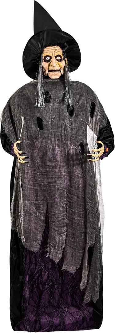 Animatronics 64 inch Dancing Witch Halloween Decorations - Sound Activated with Creepy Sound, Spooky Move, Light Up Eyes, Haunted House Scary Decor Horror Prop for Indoor, Outdoor, Yard Lawn