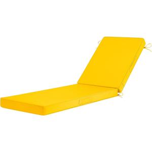 Basic Beyond Chaise Lounge Cushions Outdoor, 3-Layer Waterproof Outdoor Furniture Cushions with Removable Cover and 4 Ties, 72"x21"x3" Patio Lounge Chair Cushions for Outdoor Furniture, Yellow