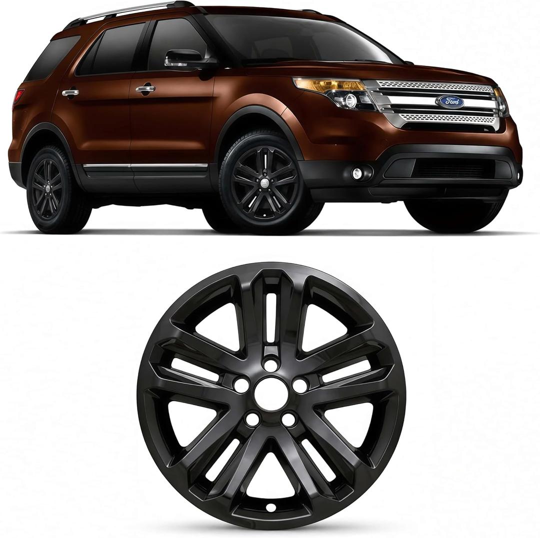WEISIGAO 18 Inch Gloss Black Wheel Skins Compatible with 2011-2019 Ford Explorer, Wheel Covers for Matching Factory Wheels, Set of 4