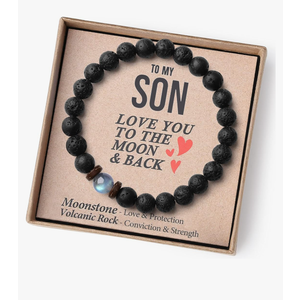 Christmas Gifts for Boys/Men-Love/Strength-Natural Gemstone Bracelet for Son Grandson Dad Boyfriend Husband Brother Nephew Uncle
