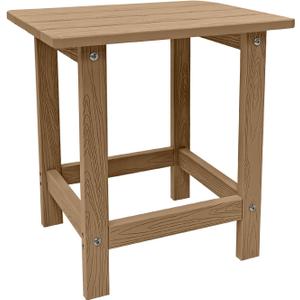 Outdoor Side Table, HDPS Single Adirondack Side Table Weather Resistant, Table for Adirondack Chair, Outside End Table for Patio, Pool, Deck, Porch, Outdoor or Indoor Use, Teak