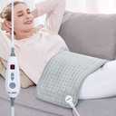 WOOMER Extra Large Heating Pad, Electric Heating Pad for Back Pain & Cramps Relief, Heat Pad with Multi-Color Option, Moist Heat Therapy Feature, Auto Shut-Off, Power Cords Storage Belt (12"  24", Grey)