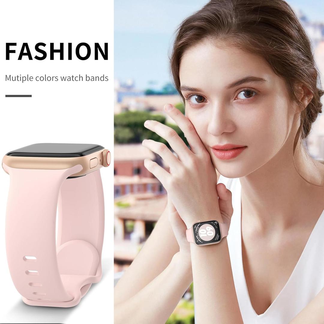 3 Pack Sport Bands Compatible with Apple Watch Band 38mm 40mm 41mm ,Silicone Waterproof Strap for iWatch Apple Watch Series 11 10 9 Ultra 8 7 6 5 4 3 2 1 SE Women Men (Starlight/Pink Sand/Milk Tea/White/Smoke Violet/Black)
