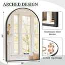 Arched Wall Mirror 38x26 Inch Black Bathroom Vanity Mirror with Metal Frame, Modern Arch Mirror for Bedroom, Living Room, Entryway, Wall Mounted Decorative Mirror