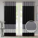 Madison Park Window Curtain Single Panel Faux Silk, Elegant Pleats, Rod Pocket Curtains for Living Room Privacy, Room Darkening Window Curtain for Bedroom and Dorm, Amherst, 84"L x 50"W, Black