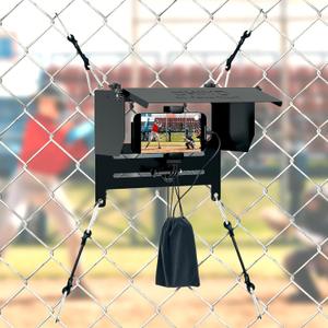 OHIYO Cellphone Fence Mount with Shade for Baseball Fence, Game Changer Mounting Kit Compatible with iPhone, GoPro, Mevo, Action Cameras, for Recording Football, Softball, Rugby, Tennis Games (Black)