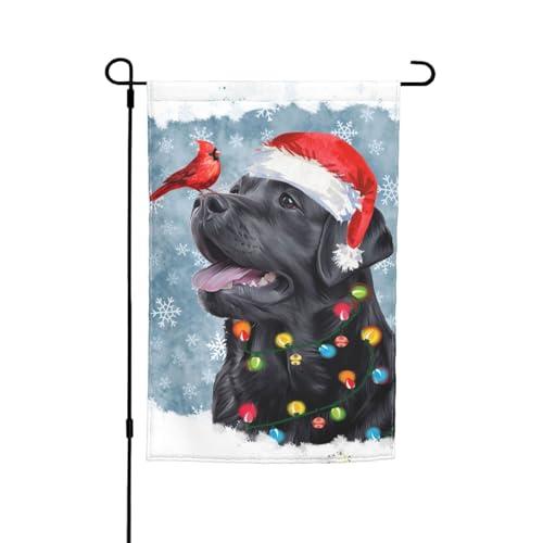 Black Labrador Merry Christmas Garden Flag Welcome Party Outdoor Outside Decorations Picks Home House Garden Yard Decor 12x18 Inch