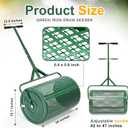 Hiboom 36 Inch Compost Spreader, Peat Moss Spreader, Manure Roller with Adjustable T Shaped Handle, Lightweight Metal Mesh for Lawn Garden Spreading Manure Topsoil (Green)