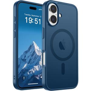 SUPFINE Magnetic for iPhone 17 Case (Compatible with MagSafe)(Military Grade Drop Protection) Translucent Matte Shockproof with Anti-Fingerprint Phone Cover,Deep Blue