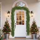 U'Artlines 1Pcs Christmas Norfolk Pine Garland, 9 Ft Xmas Faux Greenery Garland Real Touch Winter Cedar Garlands for Table Stairs Mantle Fireplace Holiday Decoration