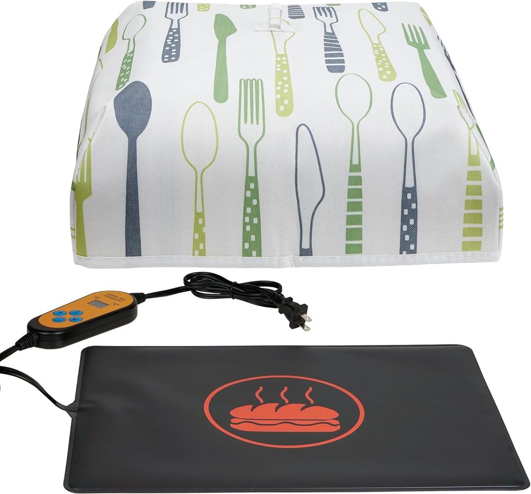 Heat Mat Fits for Fermenting Dough with Heat Preservation Cover, Sourdough Warming Mat for Yeast Bread Baking, Warmer Mat for Food with Thermostat Controller Combo Set