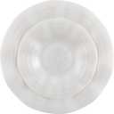 PLASTICPRO 96 Piece Combo Plastic Dinner Plates Disposable Plastic Fancy Heavy Duty Party Dishes 7 inch and 10 inch, Pearl White Ribbed