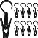 Jiozermi 20 PCS Laundry Hooks, Plastic Clothes Pins, Super Strong Hanger Clips, Swivel Hooks for Clothing Store, Home Office & Workshop, Black