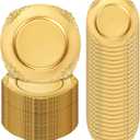 Dandat 50 Pack Gold Charger Plates Plastic 13 inch Round Dinner Plate with Beaded Rim Reusable Charger Service Plates Reliable Chargers for Wedding Party Dinner Table Decoration