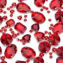 Sew On Rhinestones, Choupee 130PCS Red Sew On Stone Metal Back Prong Setting Sewing Claw Rhinestone Mix Shapes Sew On Glass Gems for Jewelry, Clothes, Costume, Shoes, Belt, Dress, Garments and Crafts