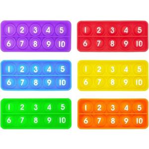 Anemeeoke Ten Frame Pop Board, Fidgets for Classroom, Quiet Sensory Toys Bubble Poppers, Pop for Counting Math, Focus Tools for Kids, Montessori Educational Toy Gift for Kindergarten (Set of 6)
