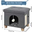 BRIAN & DANY Cat Beds for Indoor Cats,Large Cat Cave House for Kitten with Scratch Board & Ball, 17.7 x 14.8 x 15 inches, Gray (Large)