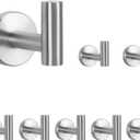 NearMoon Bath Towel Hooks- SUS 304 Stainless Steel Robe Hook Holder, Heavy Duty Coat Hook for Bathroom Livingroom Hotel Kitchen Garage, Wall Mounted (Brushed Nickel, 8 Pack)