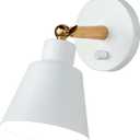 ClanKin White Wall Sconces Lighting Fixture, Nordic Wooden Bedside Wall lamp with On-Off Switch for Industrial Bedroom, Bathroom Sink Lighting for Hallway Living Room(1Pack with On-Off Swtich)