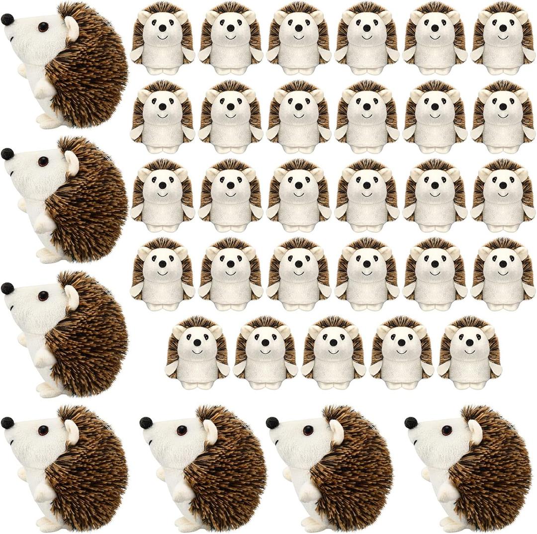 Zubebe Mini Hedgehog Toy Bulk Graduation Plush Stuffed Animal 4 Inch Small Party Favor Decoration DIY Keychain Kid Children Classroom First Day of School Gifts for Baby Shower Birthday(24 Pcs)