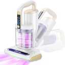 Mattress Vacuum Cleaner, 20Kpa Suction Bed Vacuum Cleaner with 253.7nm UV-C Light, 140F Heated Air, 30000 RPM Brushroll, 40,000Hz Ultrasonic, HEPA Filter, for Bed, Sofa, 500W Corded (White)