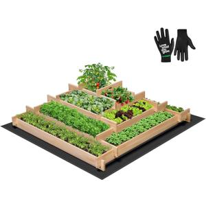 VIVOSUN 5-Tier Wooden Raised Garden Bed, 42 x 42 x 14 Inches, Outdoor Wood Planter Box with Gloves and Liner for Garden, Patio, Balcony, Backyard and Outdoors