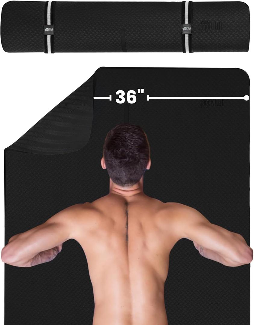 Extra Wide Yoga Mat for Men Women (72"L x 36"W) Non Slip Fitness & Exercise Mat with Alignment Marks for Yoga, Pilates, Floor Workouts (Extra Cushion (1/2 inch Thick))