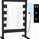 Heated Towel Rack  Rapid PTC Heating, LED Timer Control, High Temp & Large Capacity  6 Bars Premium Freestanding Bathroom Towel Warmer,Matte Black