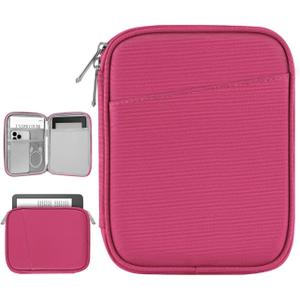 6-7 Inch Protective Sleeve Carrying Case for 7" Kindle Paperwhite and Kindle Colorsoft Signature Edition, 6" Kindle, 6" Kobo Clara BW/Colour, 7" Kobo Libra Colour/E-Reader, Raspberry