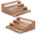 2 Set Large Black Wooden Tiered Riser Display Stands for Vendor Events,Stackable Wooden Cupcake Stand,Farmhouse Decor Wood Dessert Table Display Set,Vendor Booth Display Items,Food Display Risers for Party（1211.210.49.6IN）