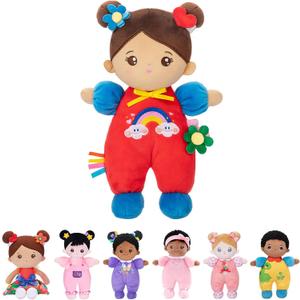 OUOZZZ Soft Baby Doll for 1 Year Old Girl Gifts - First Hispanic Doll for Girl Birthday Christmas Plush Gift for Toddler Latino Doll Brown Skin 10"