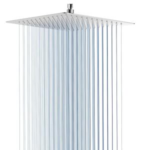 High Pressuer Square Rain Shower Head, Ultra Thin, SUS304 Stainless Steel, Universal Any Decorative Style, All Metal Rainfall Shower Head, Brushed Gold, 2.5 Gpm, 12 inch