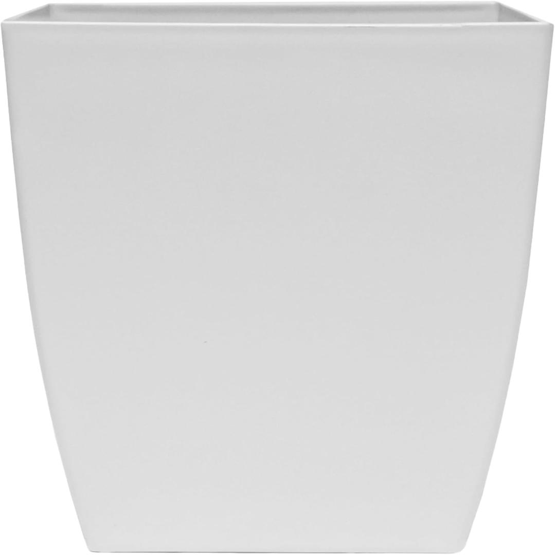 The HC Companies Aria Self Watering Square Plant Pot w/Drainage - Classic Planters for Outdoor Plants & Indoor Plants -Lightweight & UV-Resistant Plastic Pots for Plants (8" Matte White, Pack of 1)