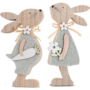 4 x Easter Decorations for the Home Wooden Bunny Decor Sign Farmhouse Rabbit Tiered Tray Decor Easter Rabbit Table Decorations For Party Desk Office Farmhouse Home