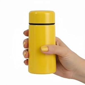 Mini Water Bottle, 5oz, Insulated Stainless Steel, Slim Tumbler, Flask for Travel, Sports, School, Purse, Coffee Cup, Coffee Bottles, Keep Hot and Cold (Yellow)