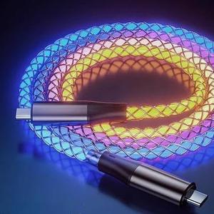 DHBY RGB USB Type C to Type C Fast Charging Cable Phone Charger High Data Speed Light Up Colourful RGB Current Flowing for All USB C Device-USB C to C RGB 39 Inche