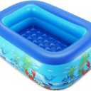 HeySplash Inflatable Pool, Swimming Pool Ocean World, Blow Up Pools for Summer Backyard Garden Party, Outdoor or Indoor, 45" x 32" x 13"(Blue)