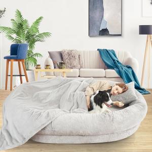 Fvkind Human Dog Bed for Adult, Human Sized Dog Bed, 71"x51"x12", Grey
Human Dog Bed, Adult Dog Bed for Humans, Thick Orthopedic Egg Crate Foam, Plush Faux Fur Cover, Blanket and Pillow Included