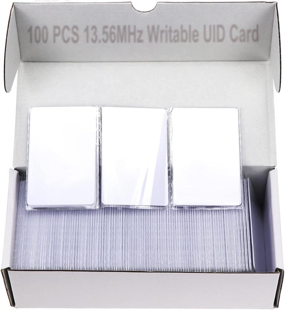 JASAG 100pcs Premium Rewritable UID Smart Card, Mi Fare 1K S50 RFID Cards Keys, 13.56MHz PVC Blank White JASAG-UID5050 JASAG-UID5050