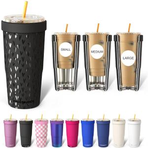 Frost Buddy Togo Buddy | 30 oz Stainless Steel Vacuum Insulated Tumbler | to Go Coffee Cup Coffee Cups, Iced Coffee Sleeve, Travel Mug, Thermal Cup for Hot & Cold Drinks, Dunkin Cup (Little Hearts)