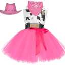 Tutu Dreams Halloween Cowgirl Costume for Girls 1Y with Bandana Cowboy Hat Birthday Party Dress Up Clothing