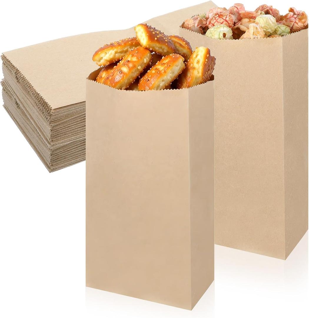 Caeuiciw 200 Pcs Mini Brown Paper Bags, Small Paper Bag 65 gsm 3.54x2.16x7.08 Baby Shower Wedding Favor Bags Candy Popcorn Treat Bag Bread Cookie Snack Thank You Gift Wrapping Bag Bulk, Brown